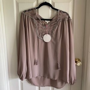 Dusty Rose Blouse with Lace Details